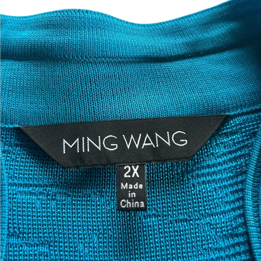Ming Wang Vibrant Blue Textured Tonal Knit Split sleeve Jacket Size 2X - Image 6