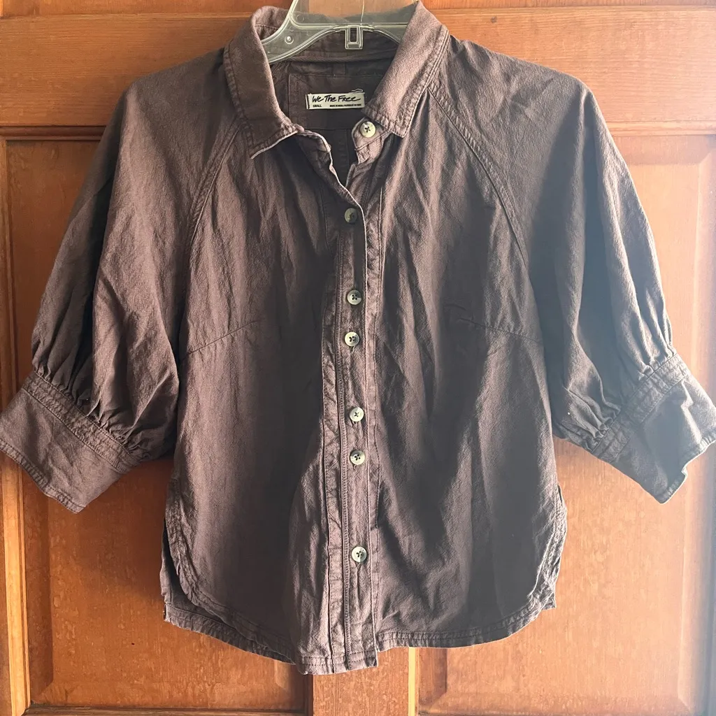 We The Free Chocolate Button-Up Shirt - Image 3