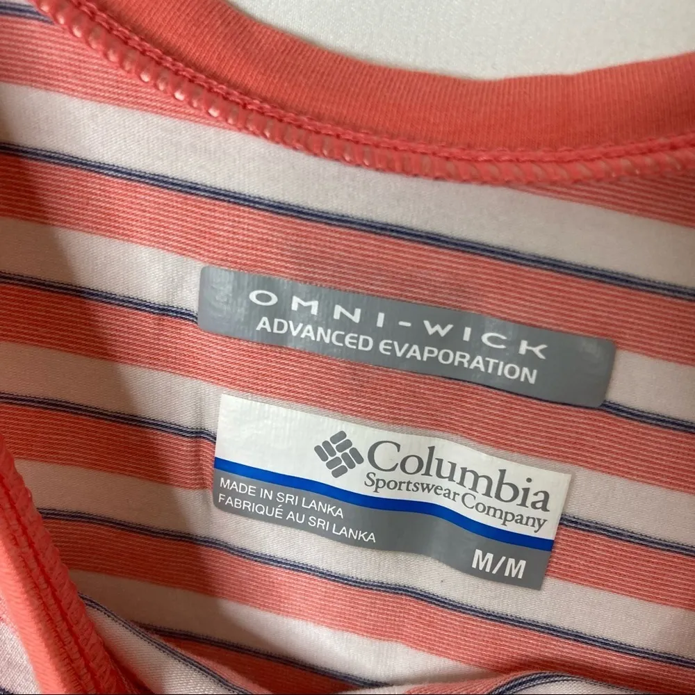 3/$30 Columbia | Omni-Wick PFG Coral Stripe Dress M - Image 4