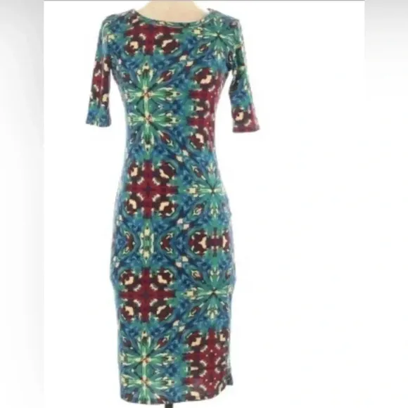 LULAROE Julia Kaleidoscopic Print Dress Multi Color Abstract. - Image 2