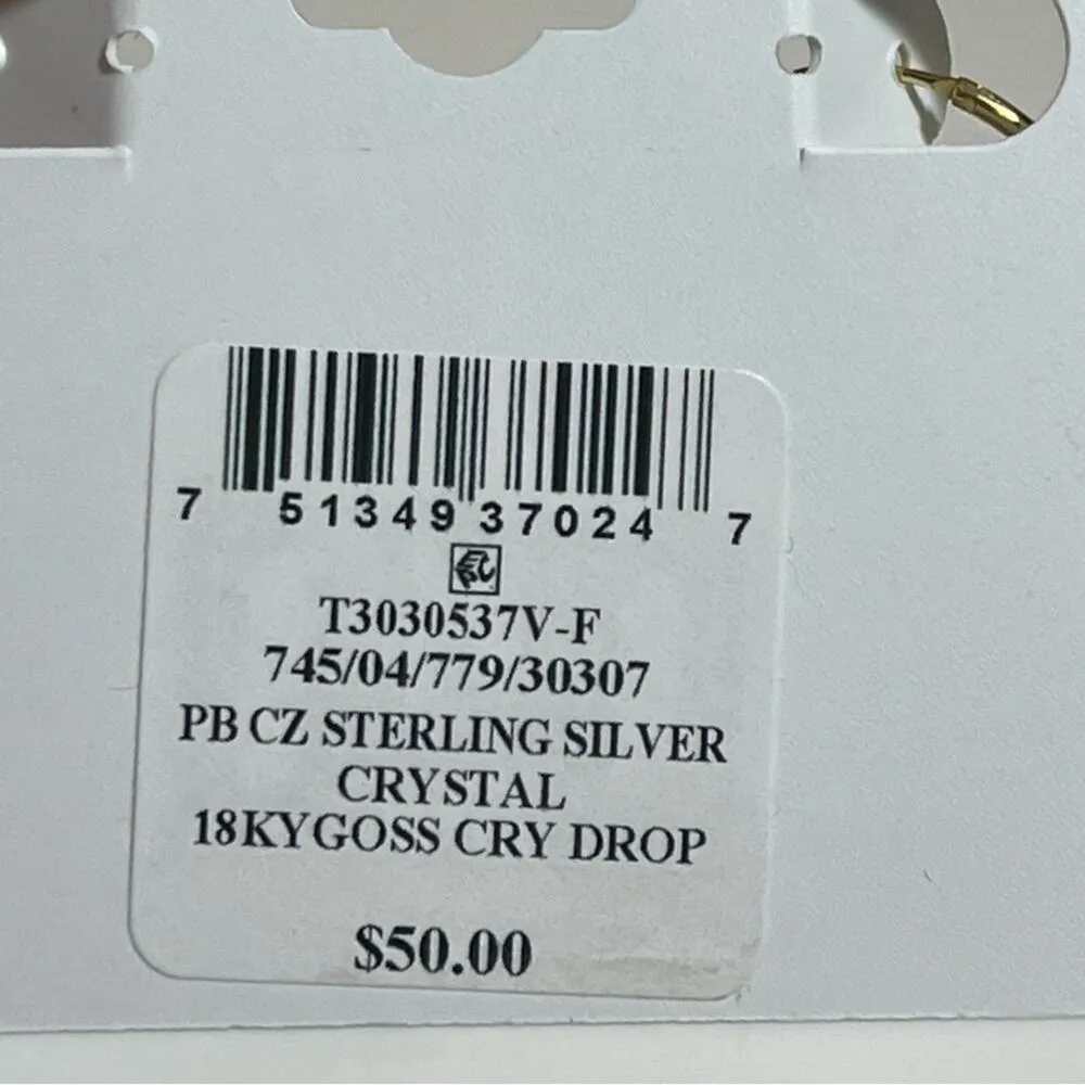 NEW Giani Bernini HOOP EARRINGS 1" Pave Crystal CZ Ball 18k Gold Over Silver - Image 4