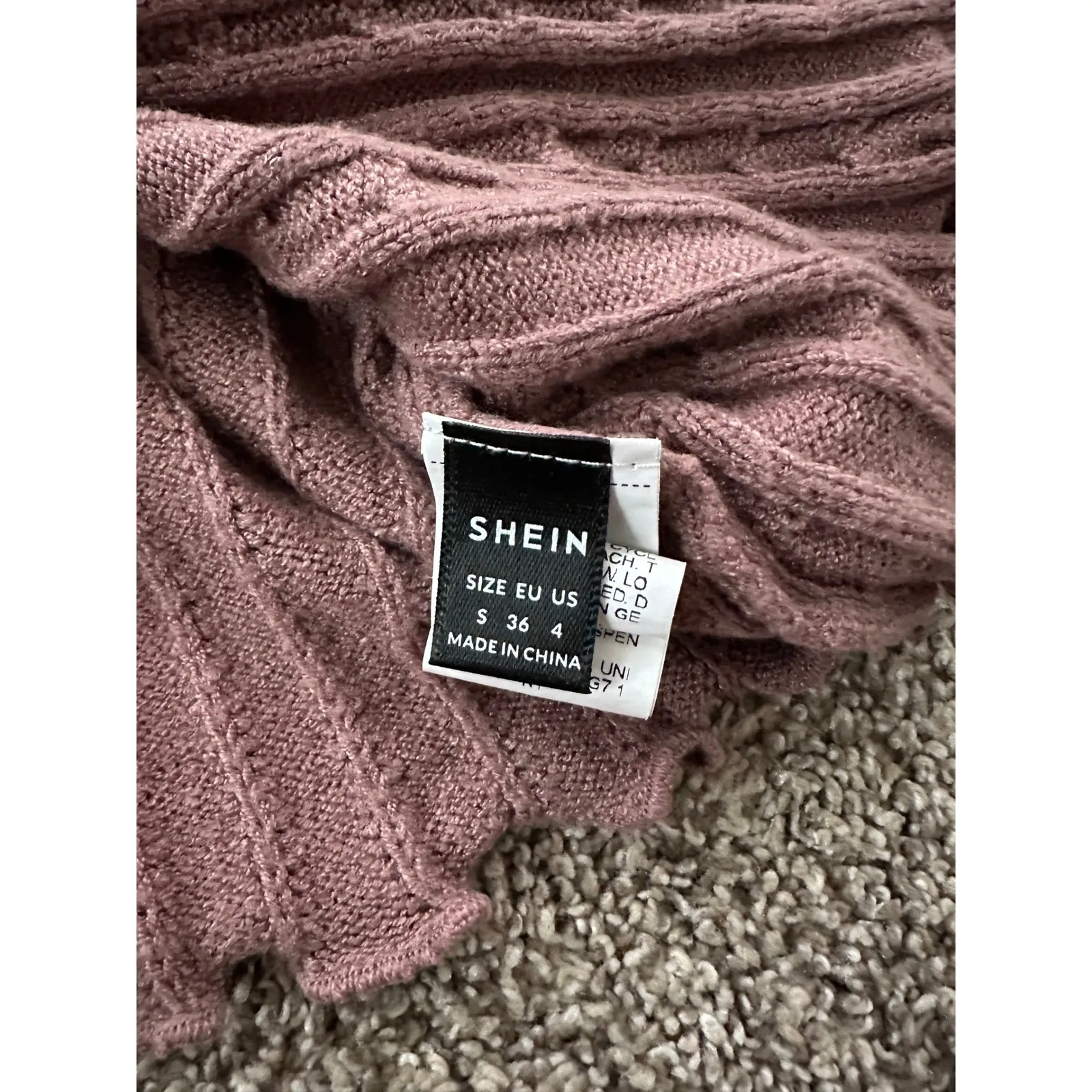 SHEIN Pink Cropped Cable Knit Tie Front Ruffle Cardigan Sweater Women Size S - Image 3