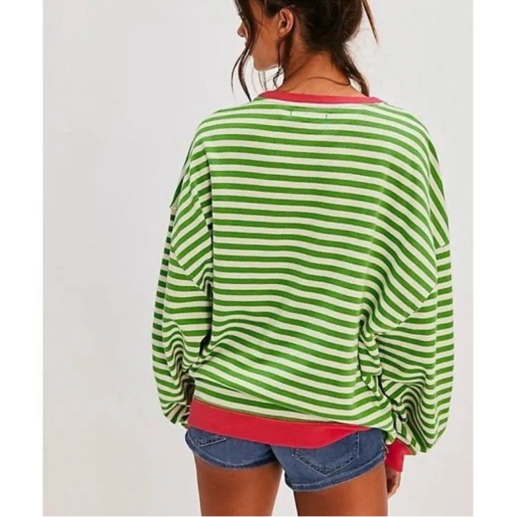 NWOT We the free free people classic oversized striped sweatshirt crewneck - Image 4