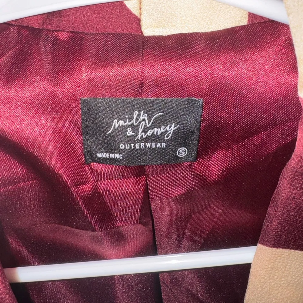 NWOT Milk & Honey Outerwear Wine Polka Dot Blazer Red - Image 6