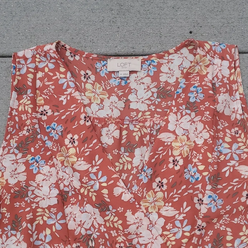 Loft Floral Print Sleeves V-Neck Blouse - Image 7