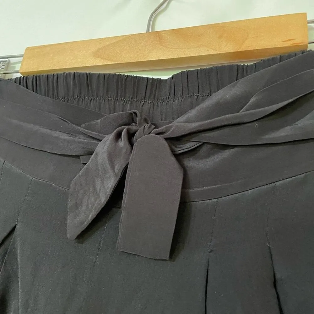 Aqua Black Silky Dressy Shorts Tie Waist Womens S Preppy Satin Whimsigoth Witchy - Image 2