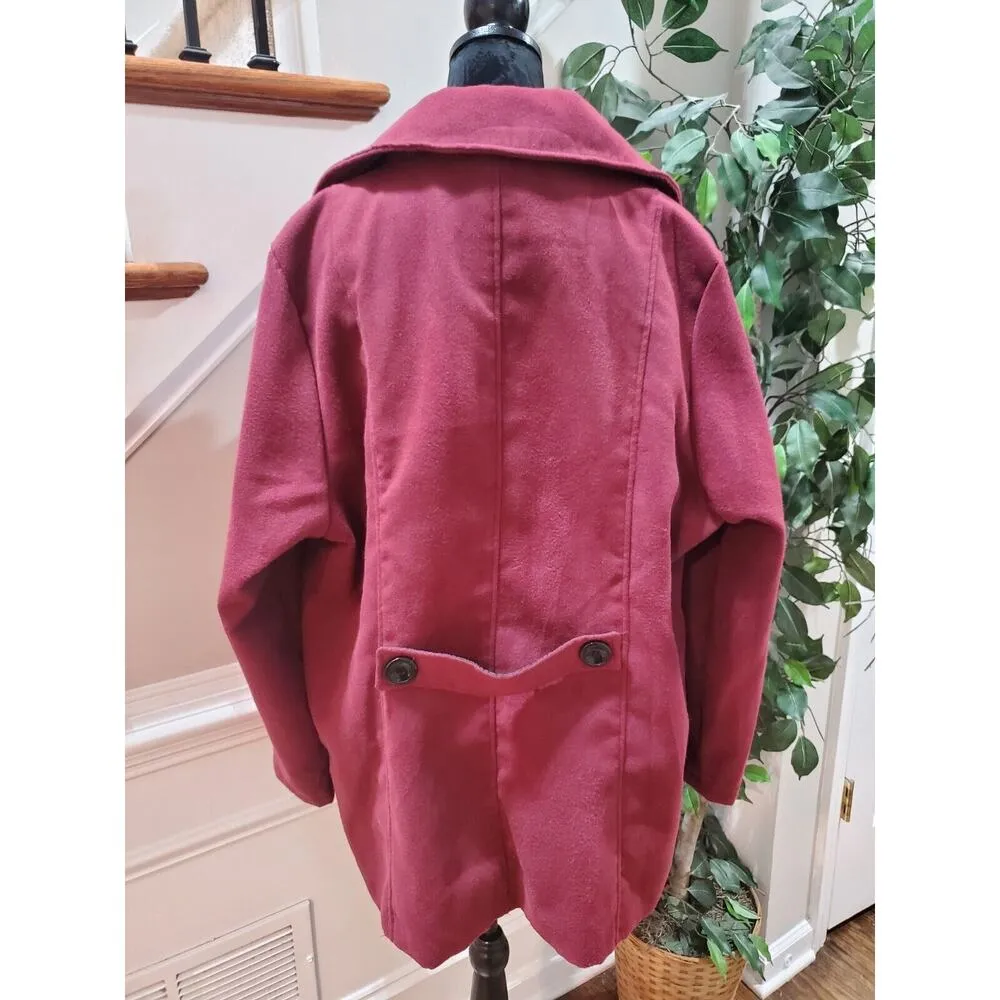 Me Jane Women Maroon Polyester Double Breasted Long Sleeve Buttons Front Coat 3X - Image 6