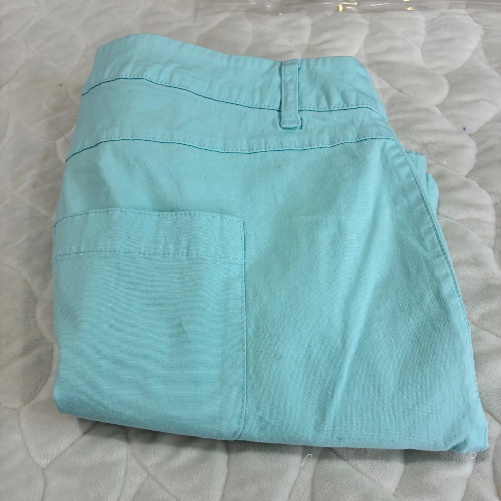 Lane Bryant‎ Women's Size 14 Aqua Blue Cotton Blend Cuffed Shorts Casual Comfort - Image 2