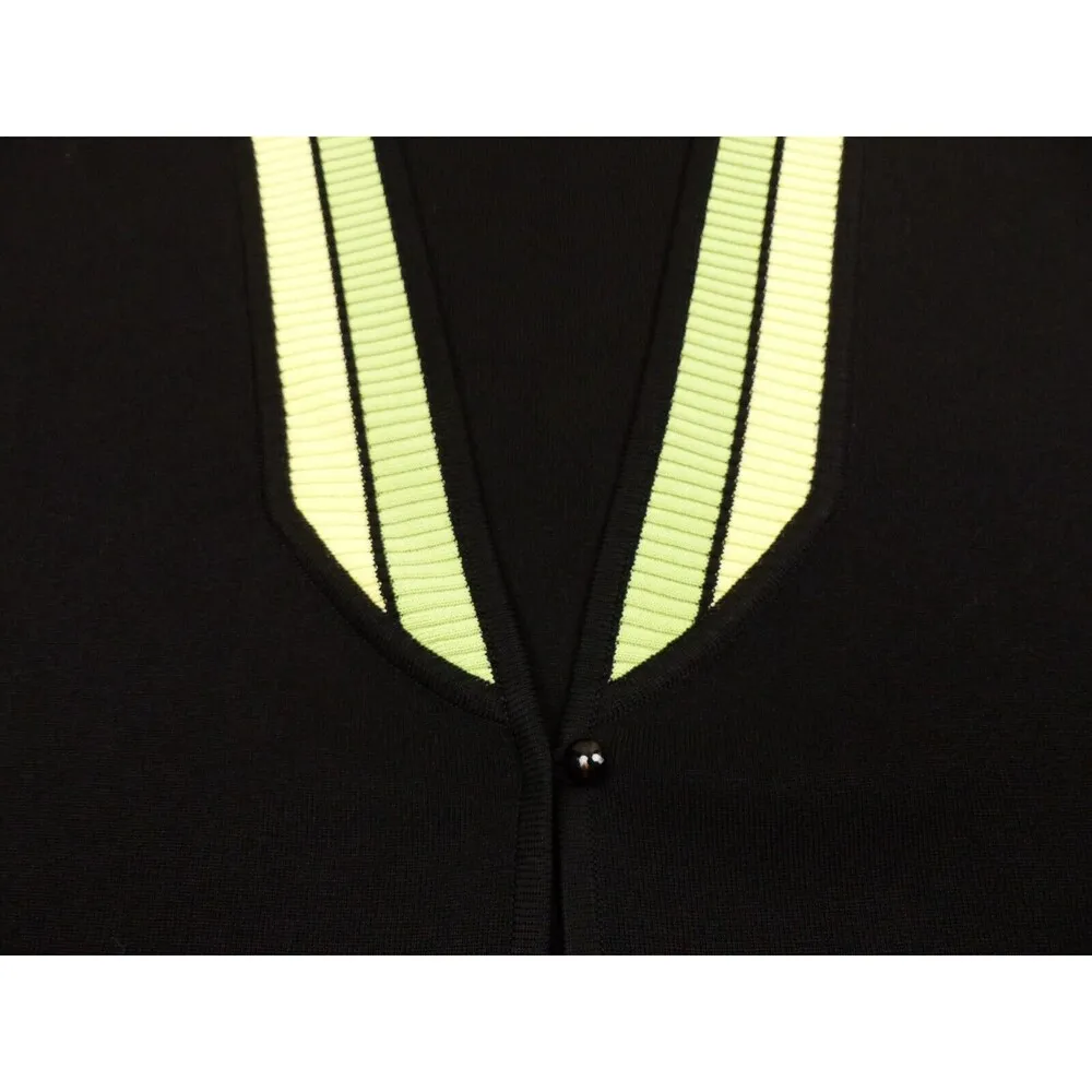 Exclusively Misook Cardigan Womens Plus 3X Black Green Yellow Trim V - Image 7