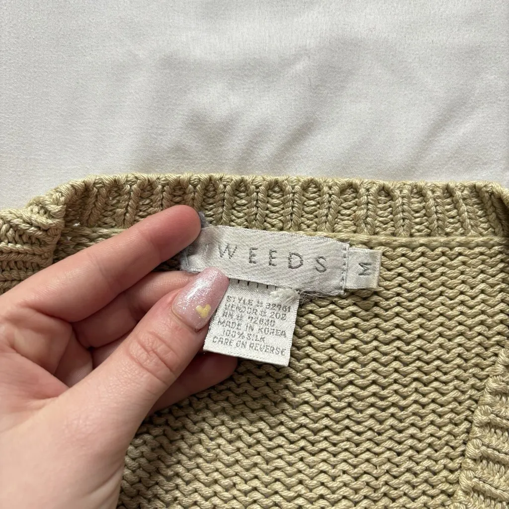 Vintage 90s Y2K Womens Size Medium Beige Sweater 100% Silk Whimsy Fairy Boho Tan - Image 3
