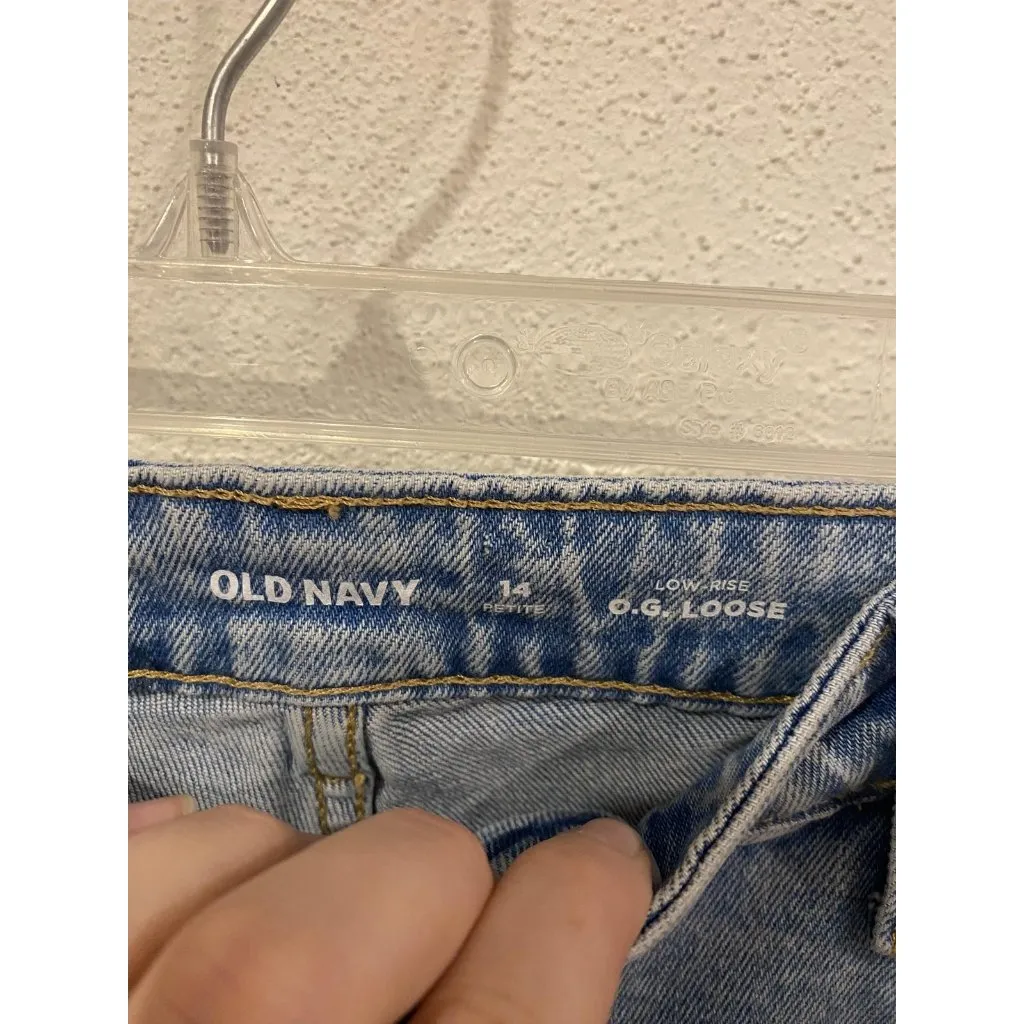 Old Navy O.G. Loose Jeans Womens 14P Blue Light Wash Low Rise Straight Denim - Image 3