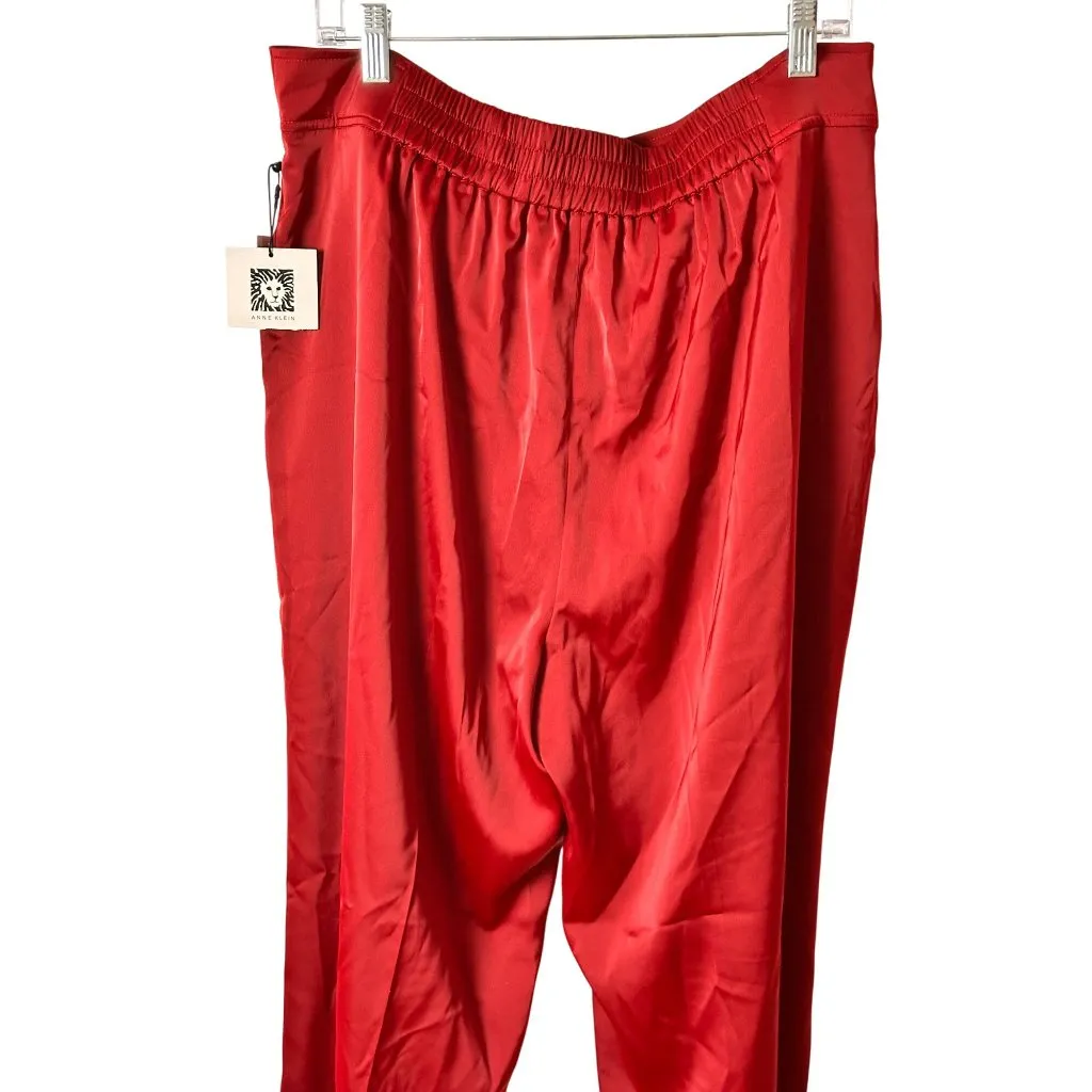 Anne Klein Size 2XL Business Casual Womens Red Pants Plus Elastic Waistband - Image 3