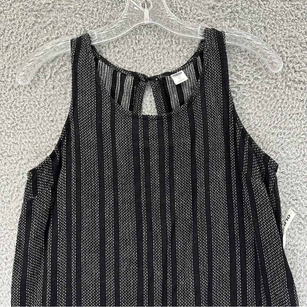 NWT Old Navy Sleeveless Linen‎ Blend Shift Dress Black White Women's XS - Image 2