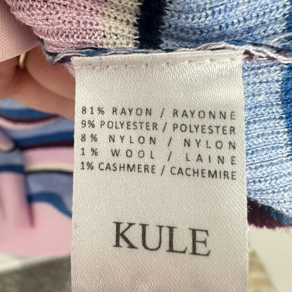 KULE Blue Pink Striped Ribbed Cardigan‎ Casual Classic Women's Size Small - Image 4