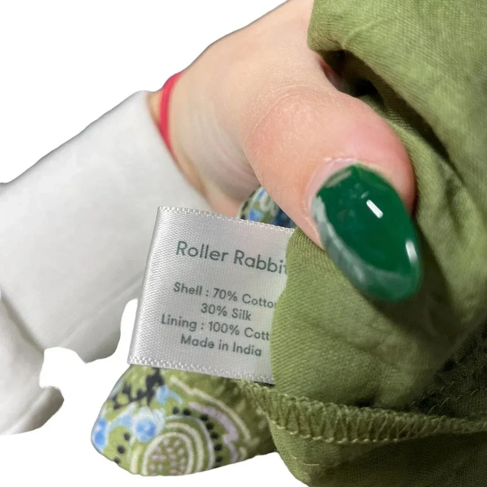 Roller Rabbit Turin Ellyott Dress Olive Green Blue Paisley Size Large - Image 13