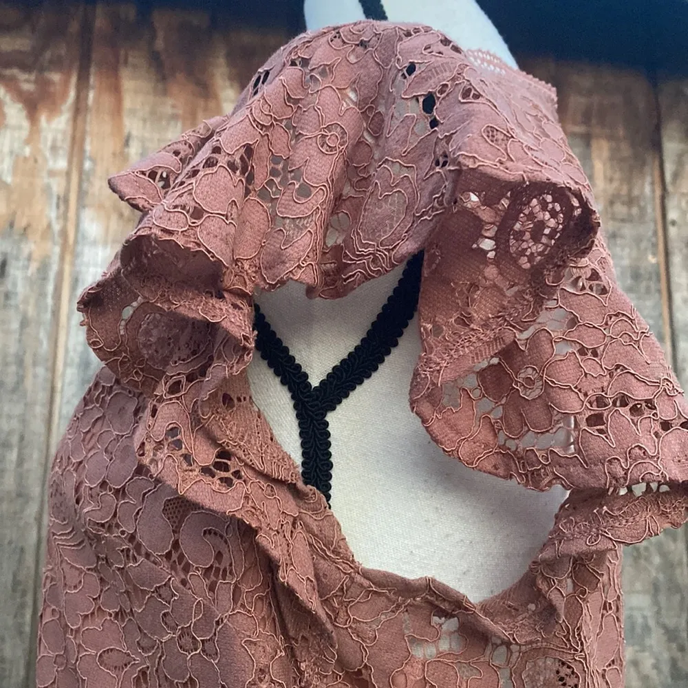 Express Pink Dusty Rose Lace Cap Sleeve Knee Length Dress Size 10 - Image 6