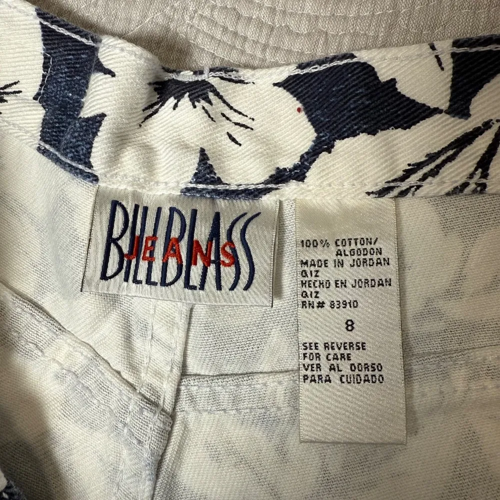 Vintage Bill Blass Denim Jean Mom Shorts Jorts Womens 8 Blue White Floral Mint! - Image 4
