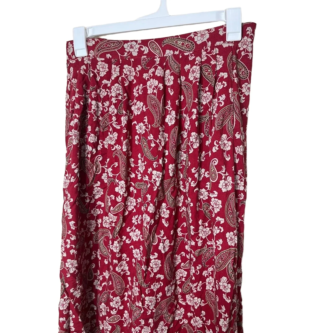 SAG HARBOR Red Patterned Floral Paisley Vintage Maxi Skirt Petite Small Red Size undefined - Image 2