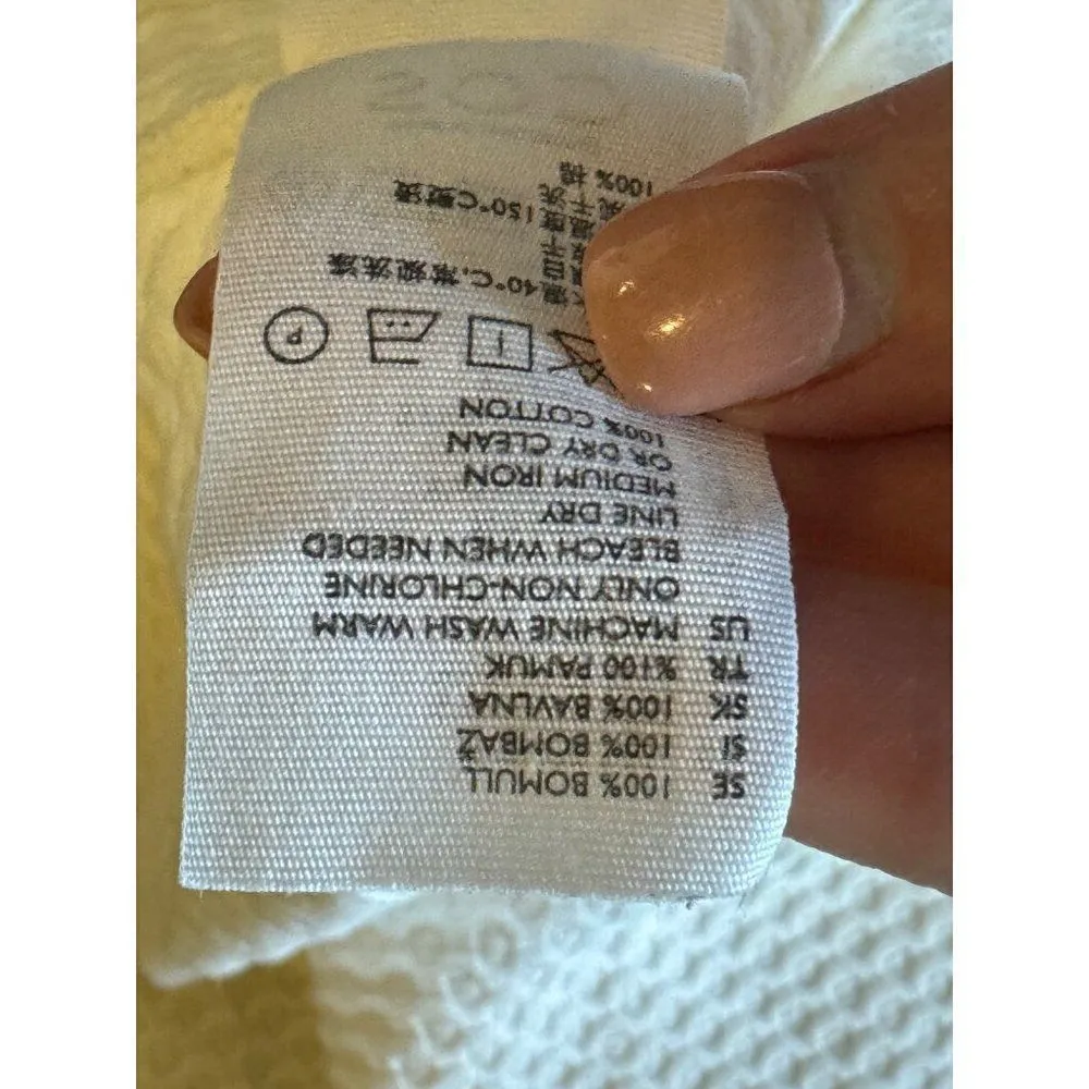 COS Shirt Women Small Ivory‎ Cotton Textured Knit Crew Neck Long Sleeve Top - Image 9