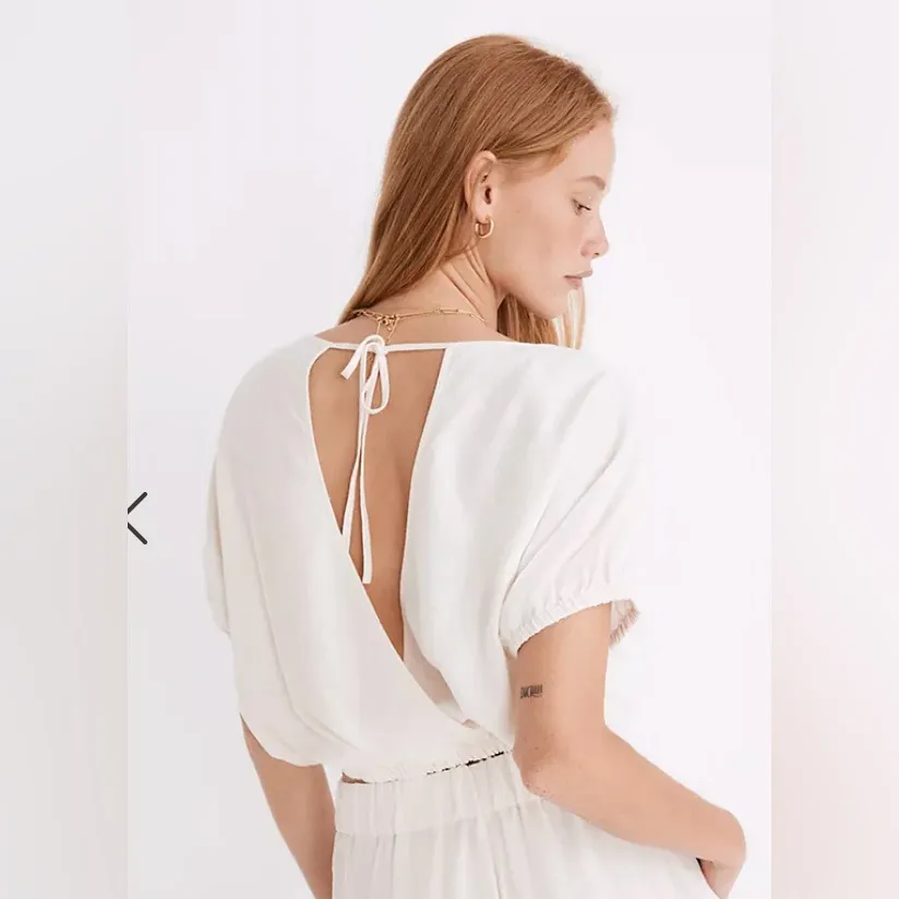 Madewell Linen Blend Michele Bubble Blouse | Cream | Large - Image 3