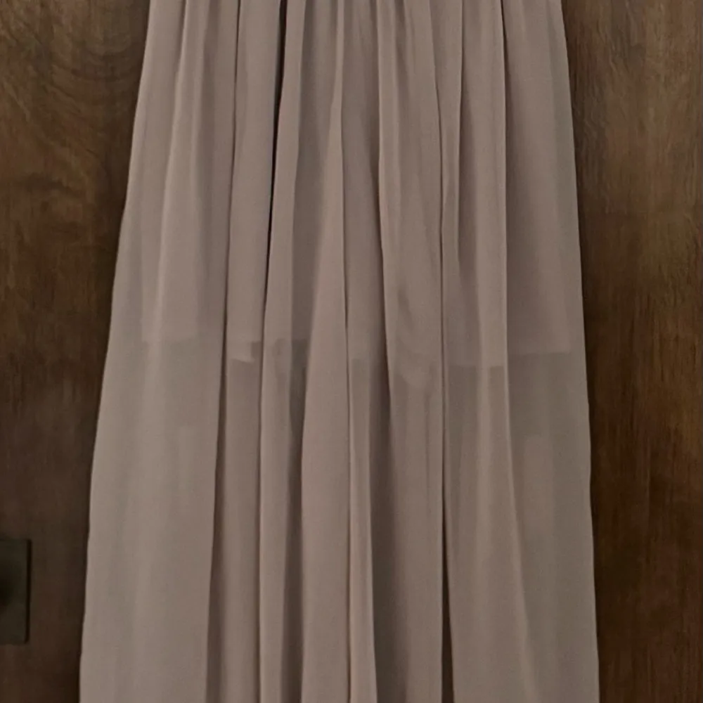 Alythea cream tan wide leg pleated top sheer jumpsuit, size S party event boho - Image 10