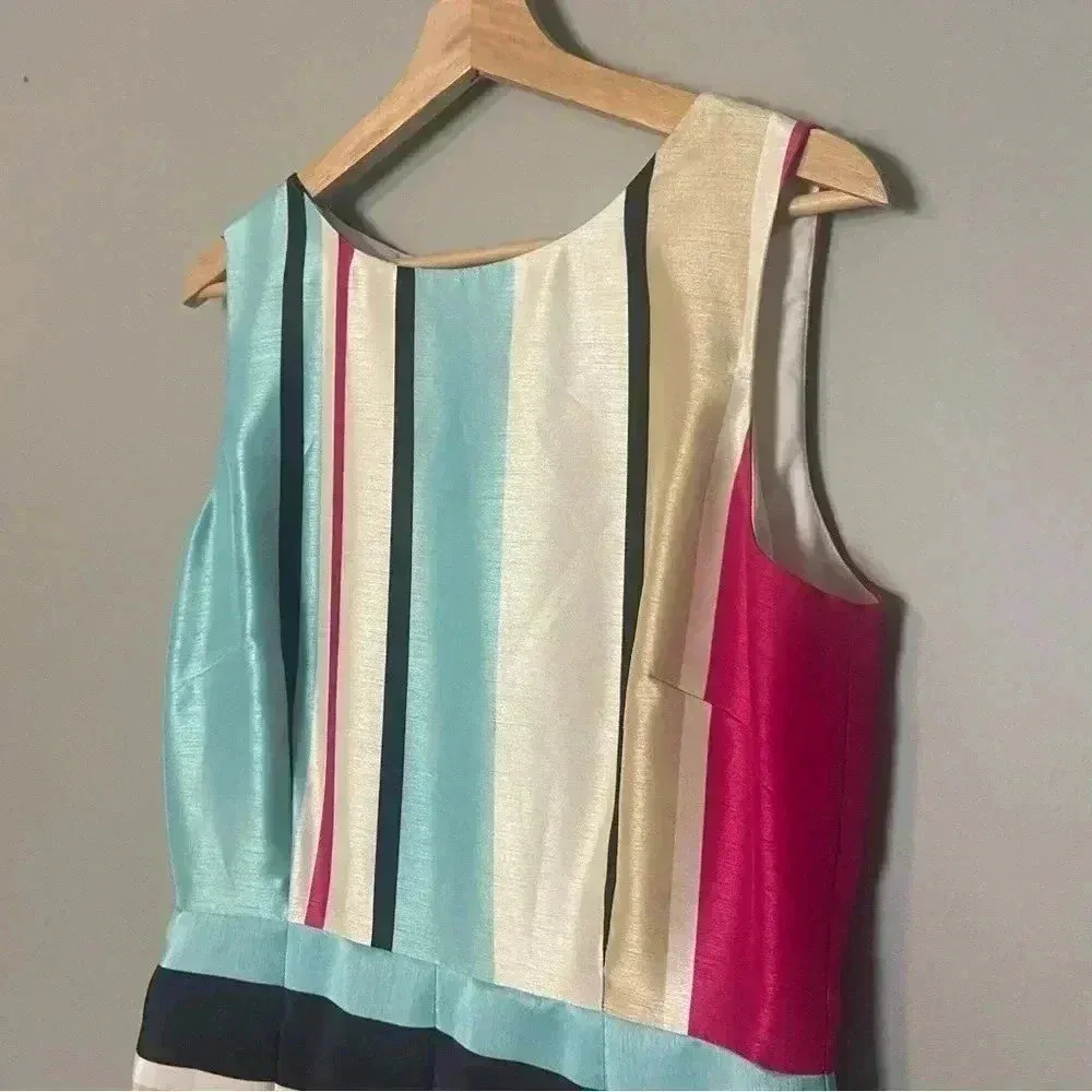 Striped‎ Fit and Flare Dress Colorful Sleeveless Party Cocktail Preppy Size 10 - Image 3