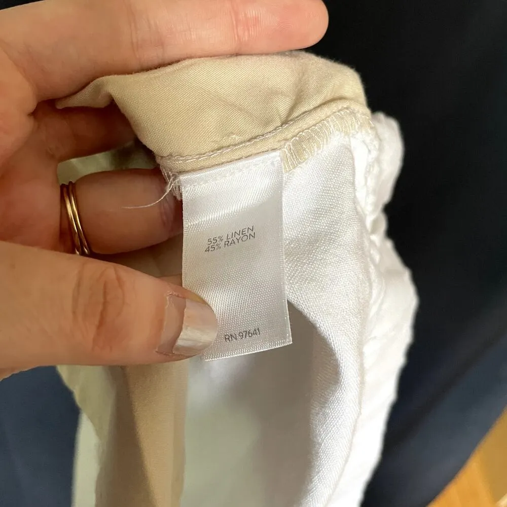 J.Jill white wide leg linen rayon pants women's size medium summer style light - Image 8