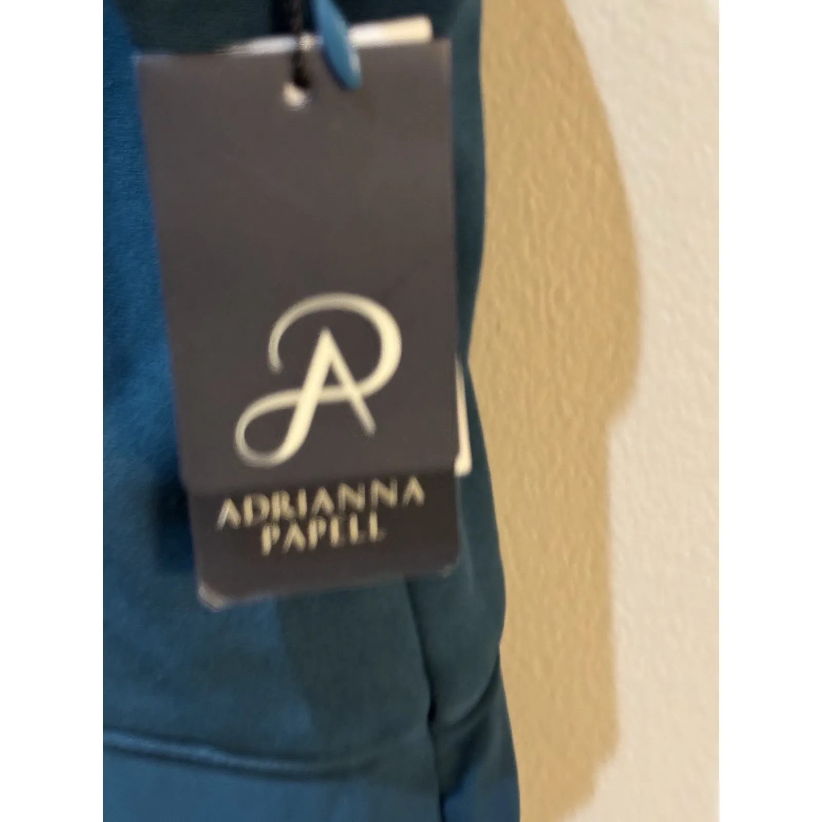 Adrianna Papell One‎ Shoulder Chiffon Long Gown Hunter Size 8 Formal Wedding - Image 6