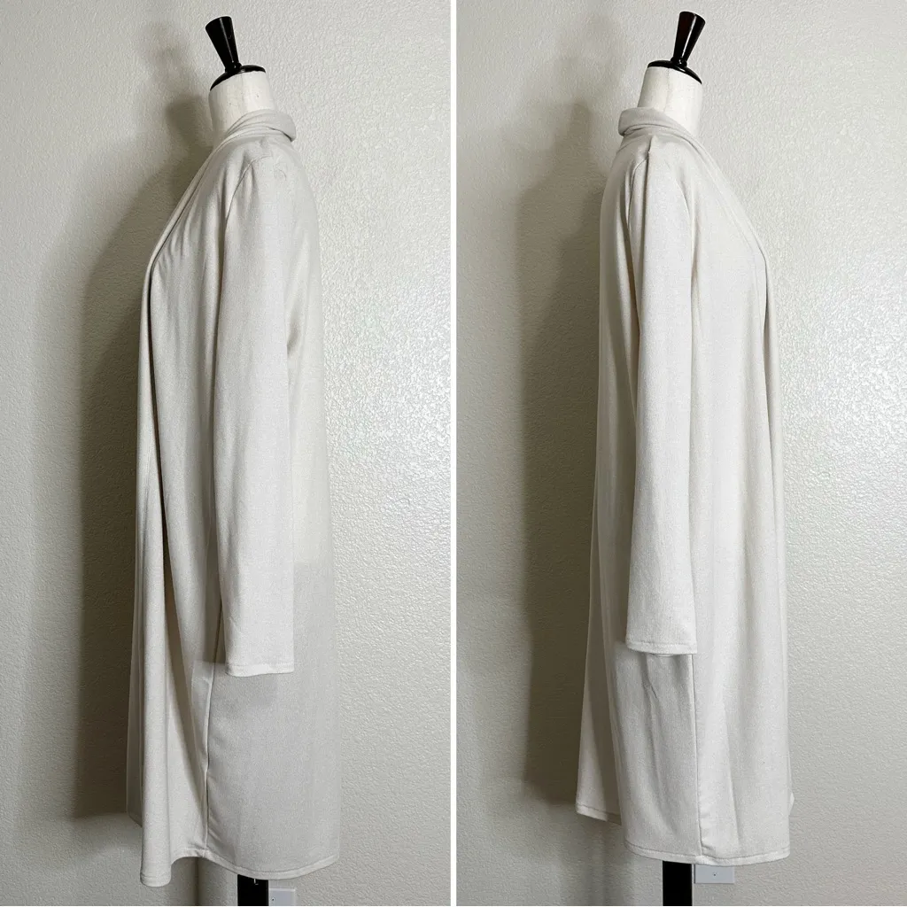 Halston Cream Open Front Longline Duster Cardigan, Sz Medium - Image 7