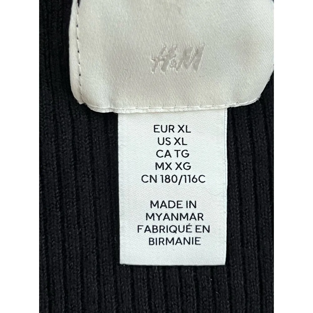 H&M black ribbed v-neck sweater casual minimalist neutral professional - Image 6