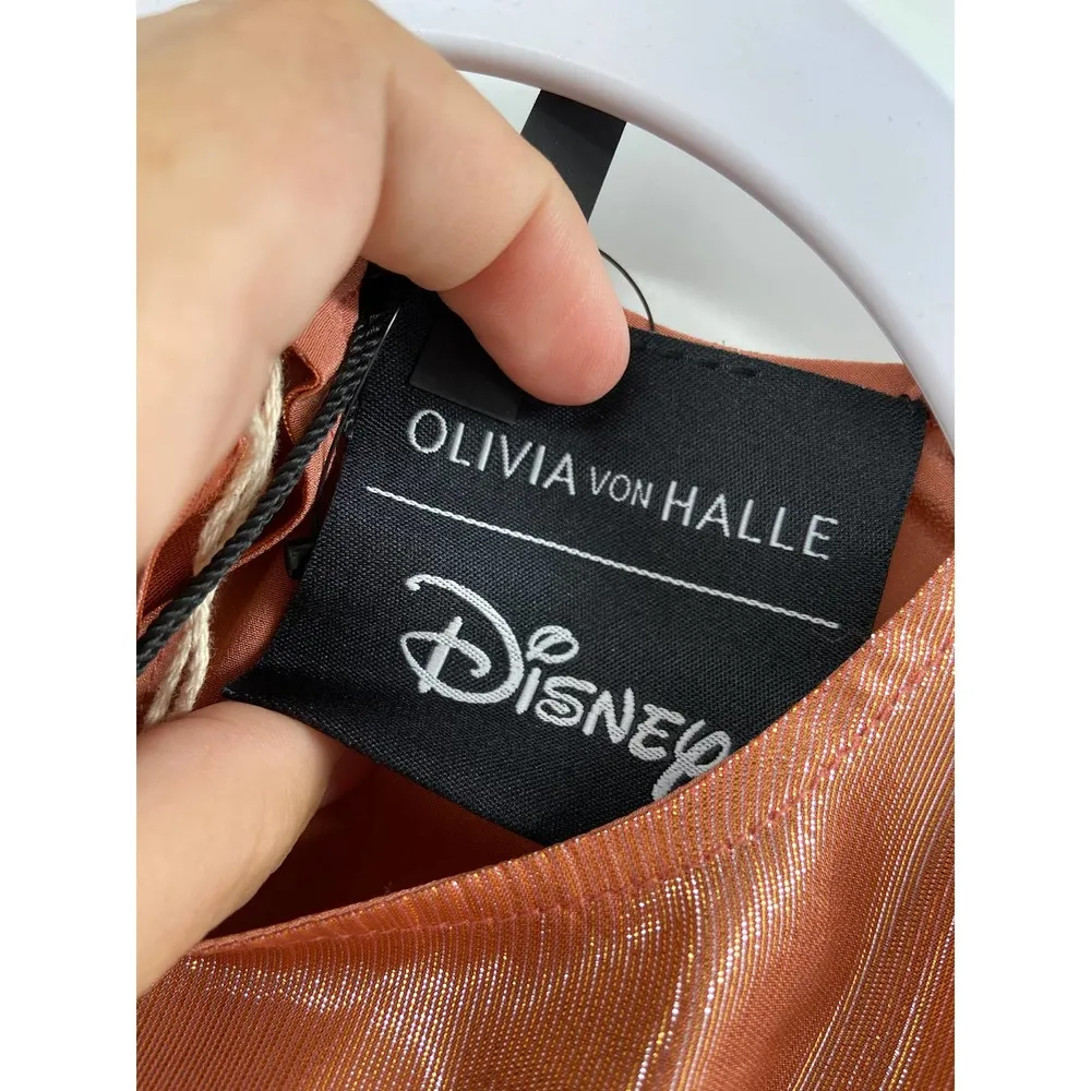 Olivia Von Halle x Disney Aureta Grace Silk Lurex Metallic Mid-Length Dress NWT - Image 7