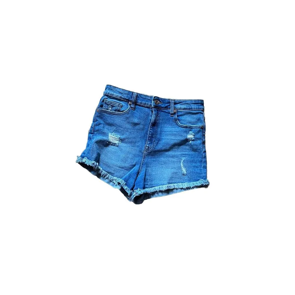 Kendall + Kylie‎ The Drifter High-Rise Shorts Size 29 9 Distressed Blue - Image 2
