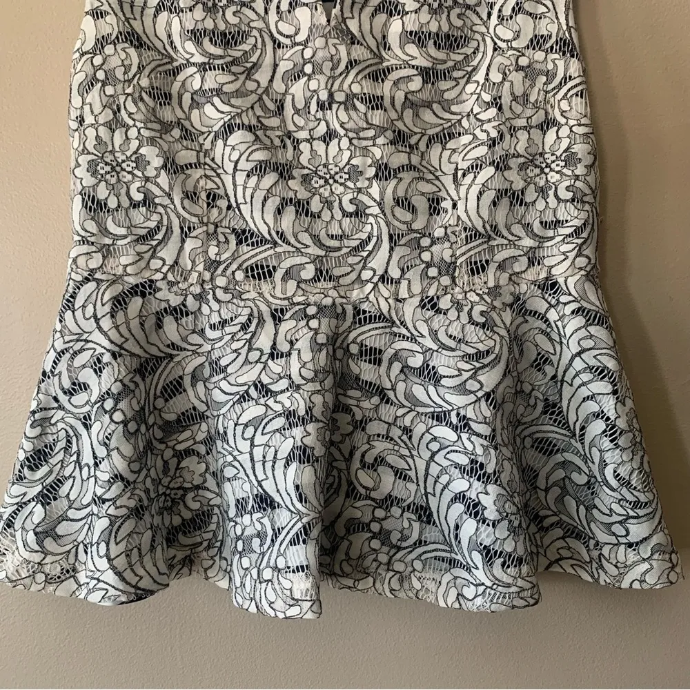 NWT 7th Avenue Lace Striped Peplum Blouse Size M - Image 11