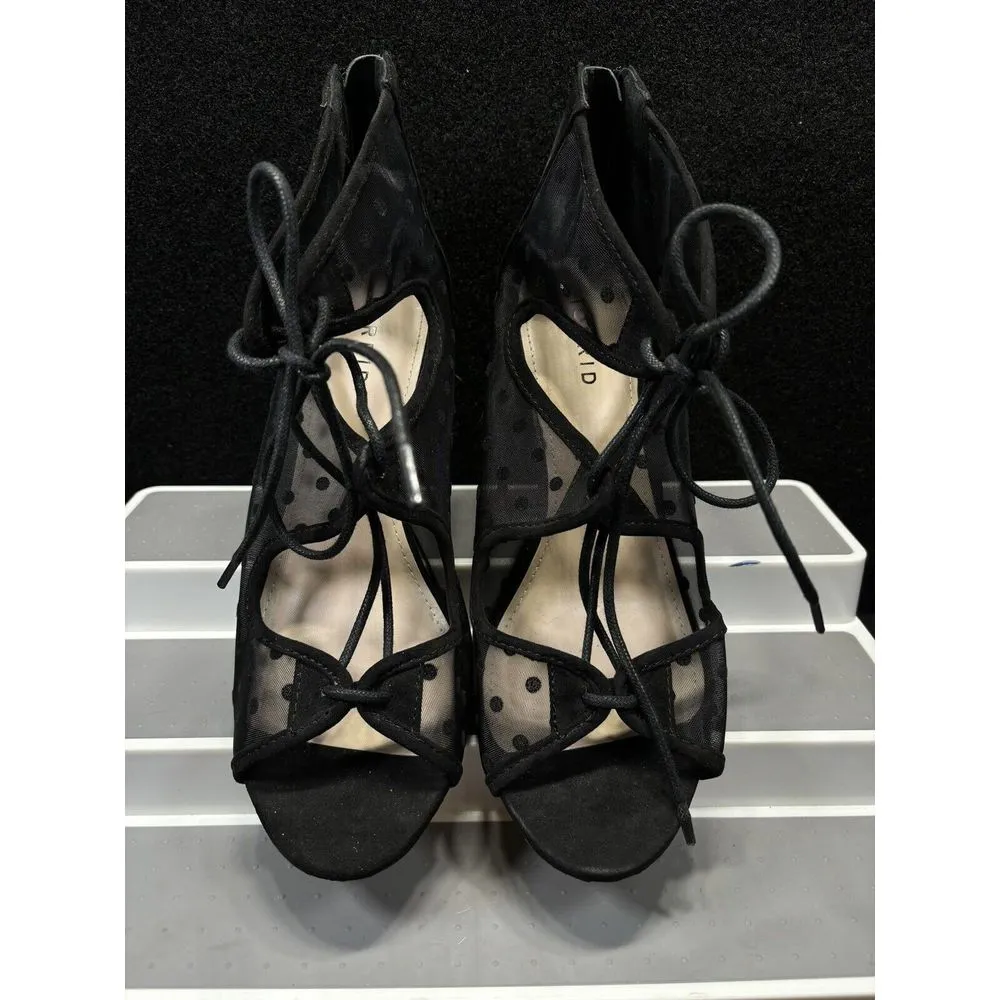 Torrid Black Lace Up High‎ Heel Mesh Polkadot Stiletto Size 9.5 New Without Box - Image 3