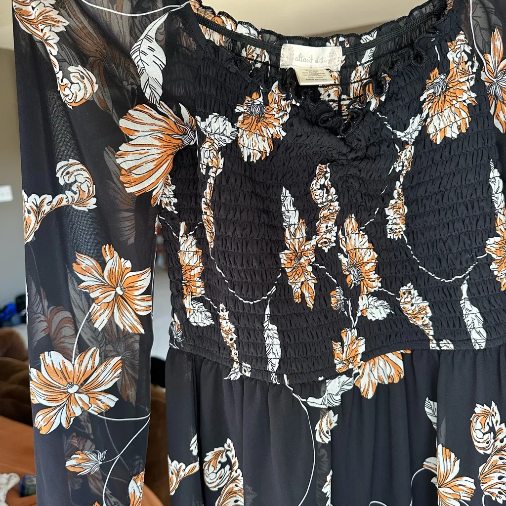 Altar'd State Black and Orange Floral Dress - Image 4
