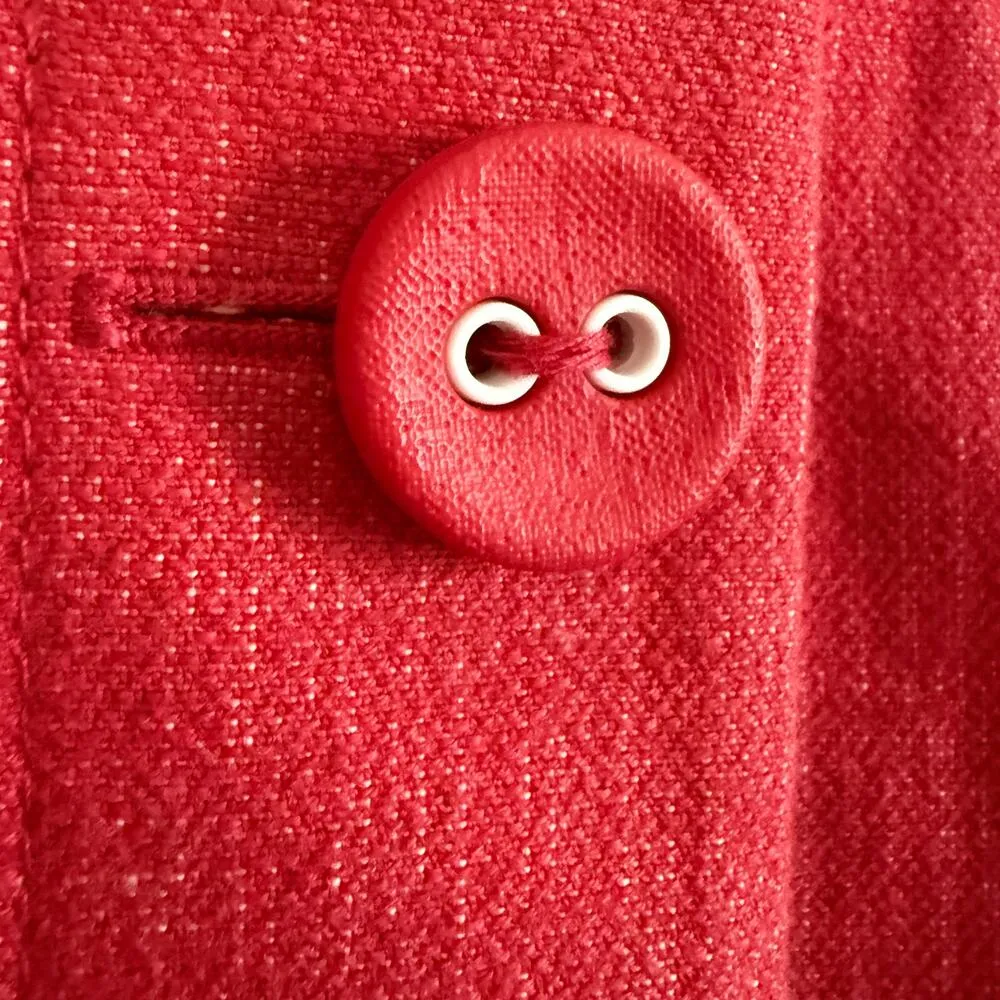 SEMANTIKS Red Linen Cotton Blend Cropped Blazer with Pleated bell sleeves Small - Image 5