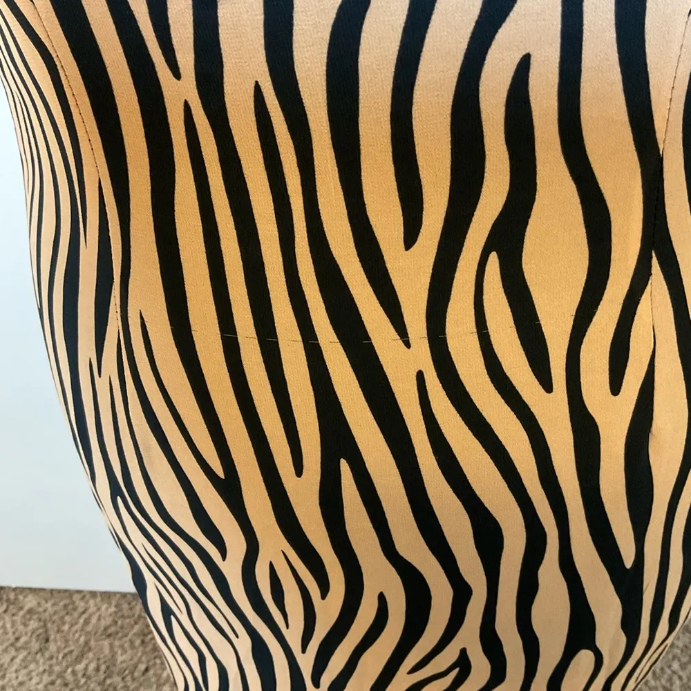 14. Nasty Gal Zebra Print Cowl Neck Swim Coverup - Brown and Black Size 6 - Image 10