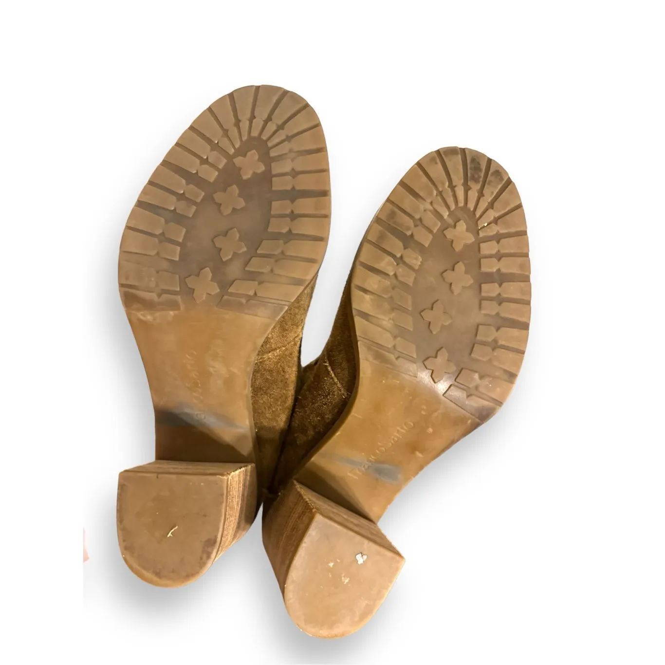 Franco Sarto Nashville Women's sz 8.5 Green Suede Leather Chunky Wooden Heel Lac - Image 6