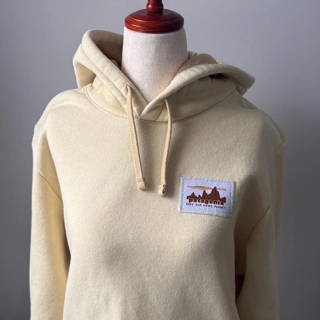 Patagonia Light Yellow Hoodie Uprisal Hoody Unisex Sweatshirt Size Large - Image 3