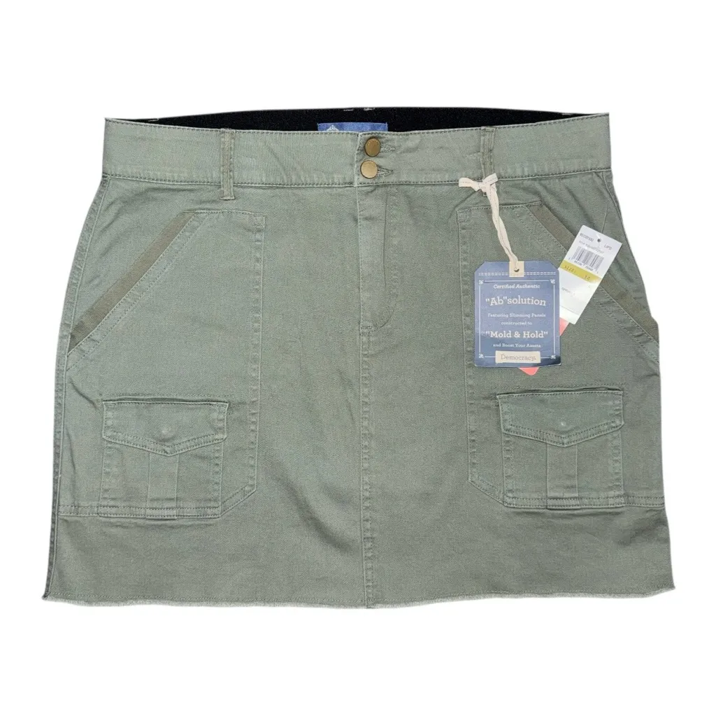 Democracy NWT  Ab Solution Utility Patch Pocket A-Line Skirt Lily Pad Green sz 14 - Image 2