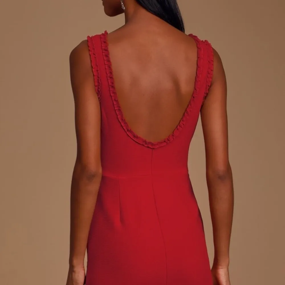 Lulus Red Ruffle Tank Dress; small women’s - Image 4