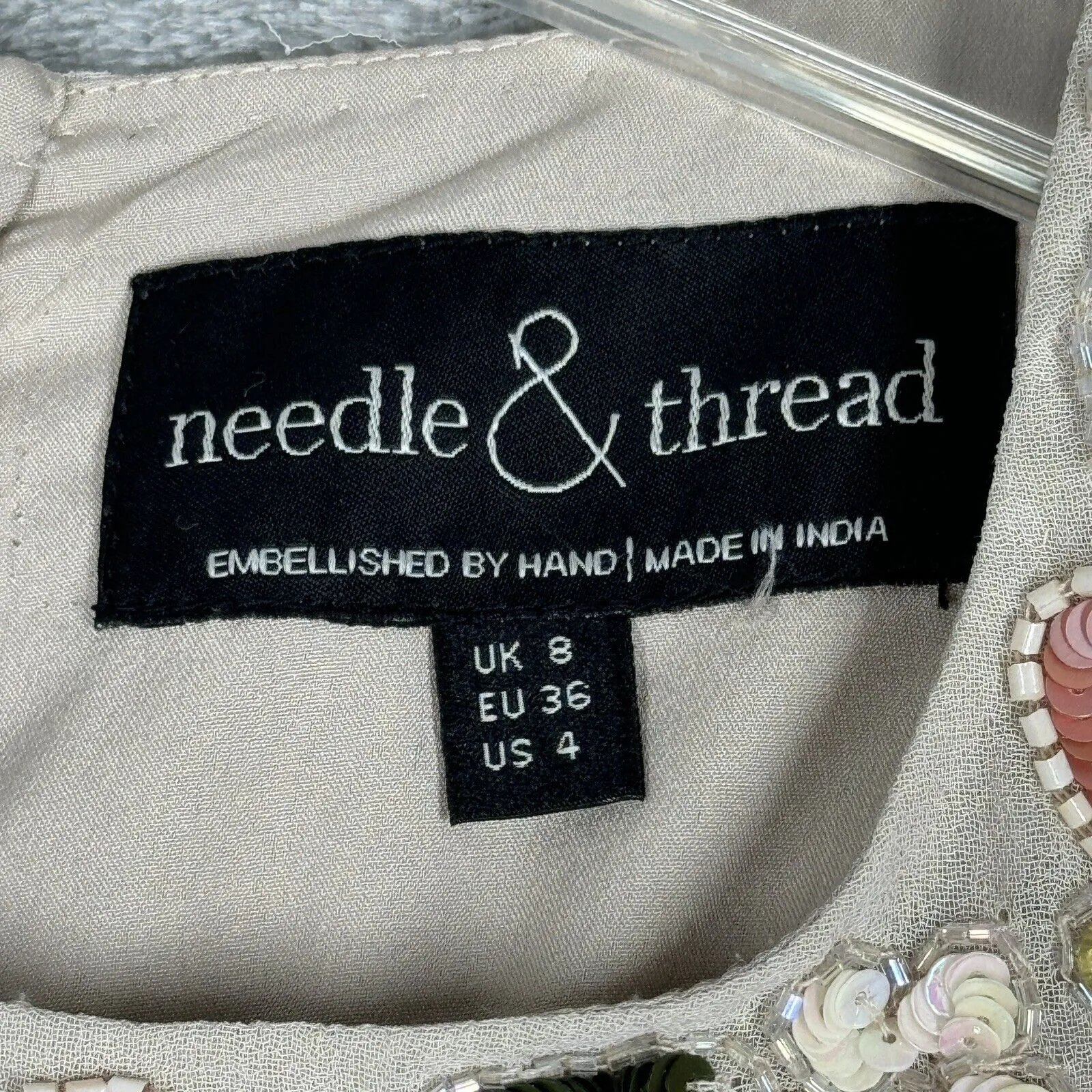 Needle &‎ Thread Dress Womens XS Tan Beaded Balletcore Fairy Feminine Wedding - Image 8