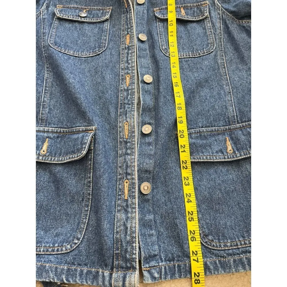 Cherokee womens denim cotton long sleeve trench car coat Size Medium with flaws - Image 6
