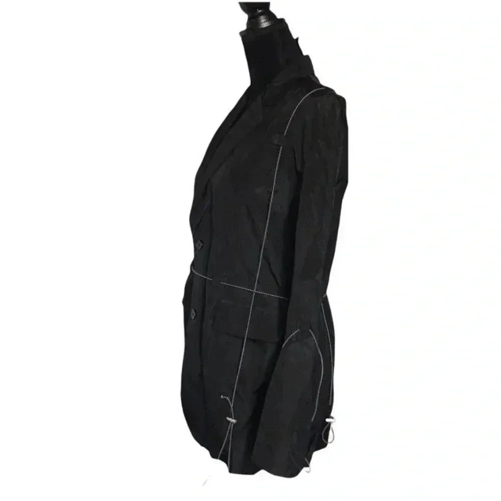 ASOS Collusion Women's Button Down Nylon Jacket in Black Drawstrings Sz 4 - Image 3