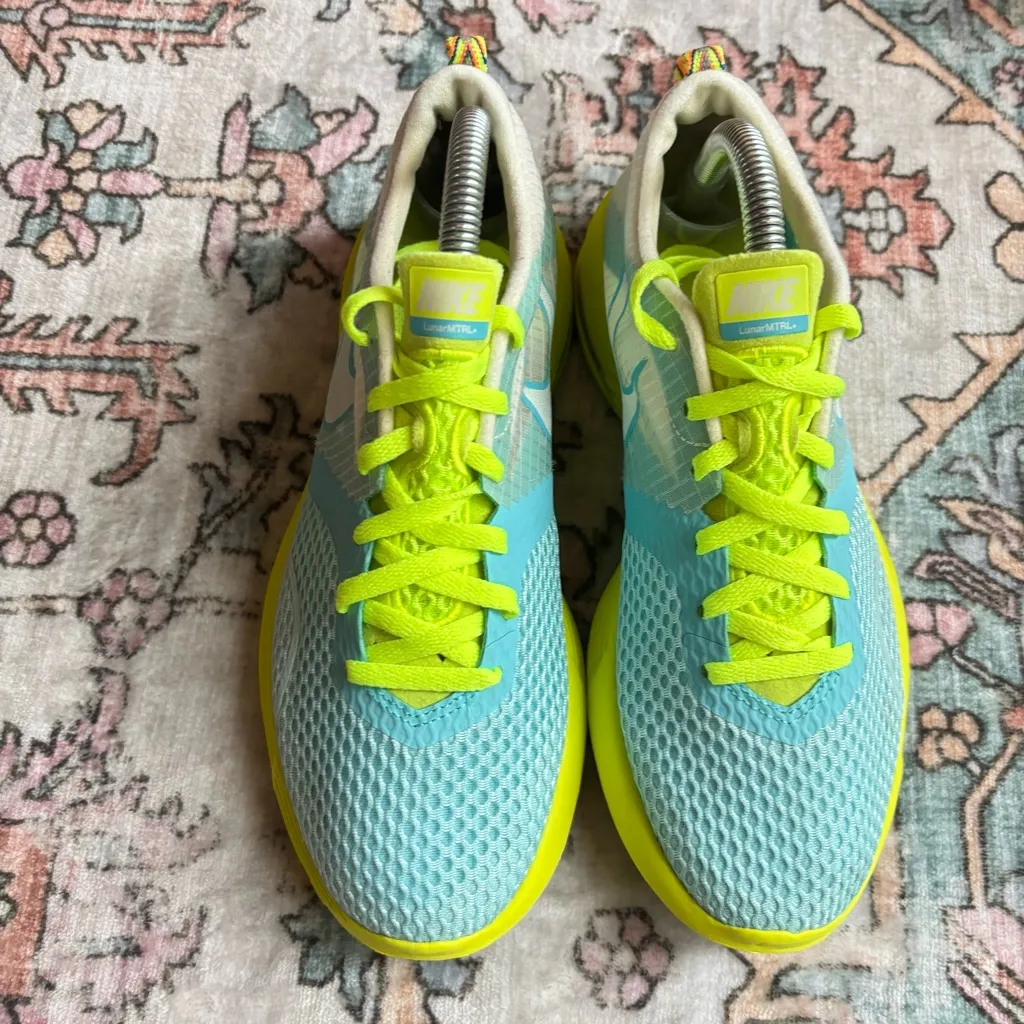 Nike Lunar‎ Montreal+ Running Shoes Women’s size 6 Blue Volt Green MTRL Lunarlon - Image 2