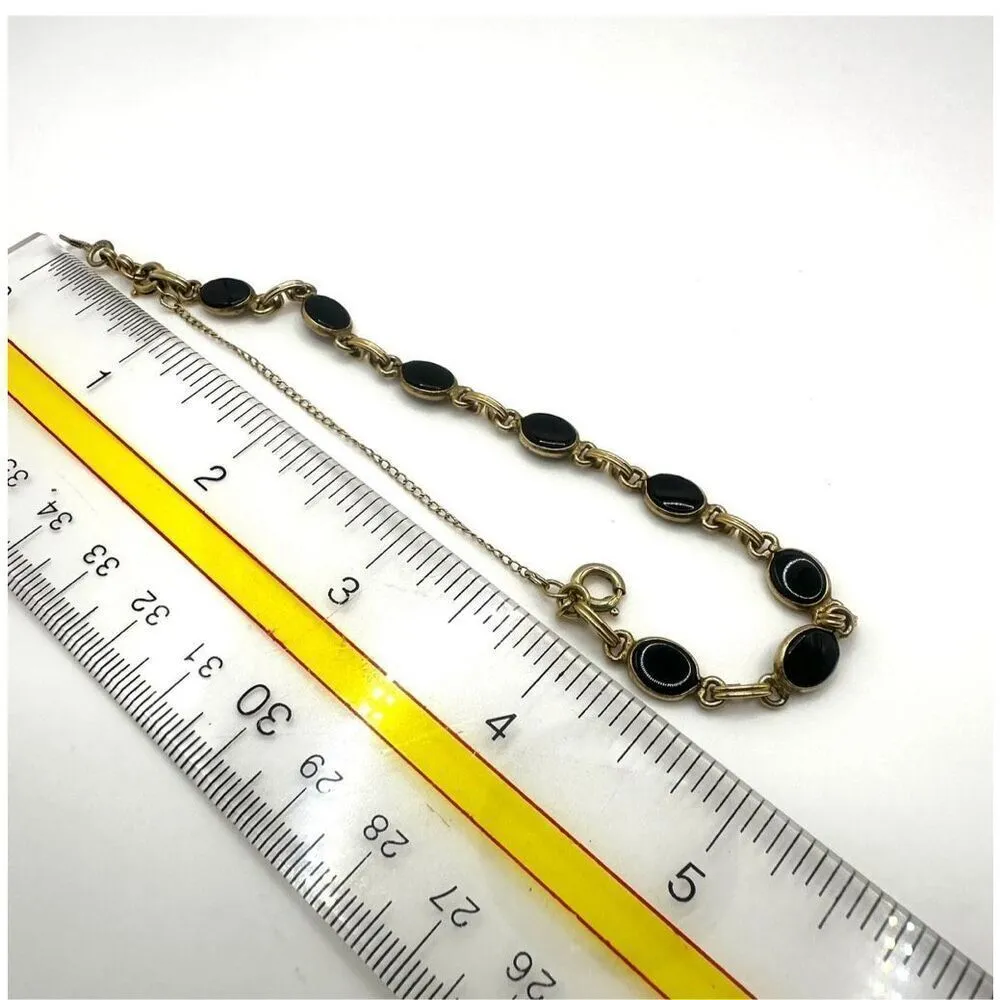 12k gold filled black onyx link bracelet - Image 8