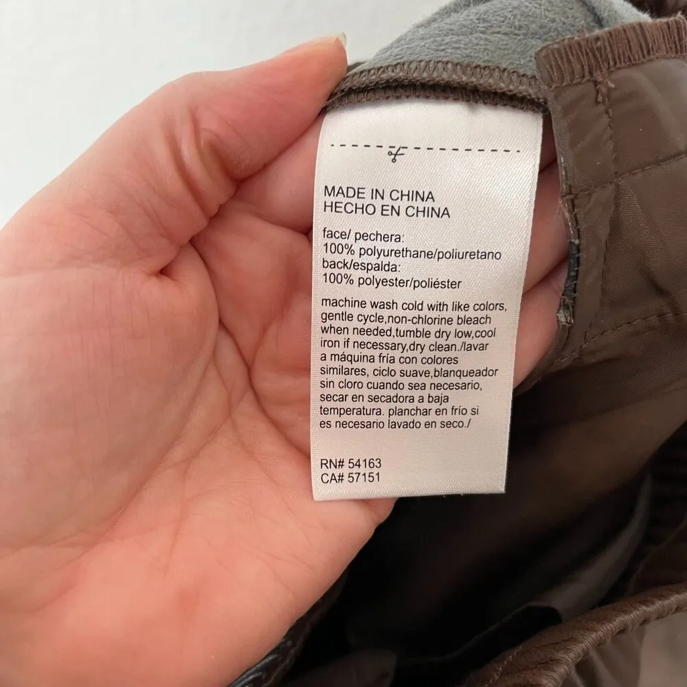 DKNY Jeans Brown Faux Leather Elastic Waist Pull On Pants Size M - Image 9