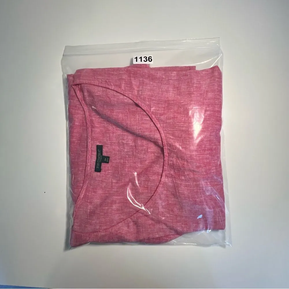 For Cynthia Womens Linen Blend Lagen Tunic Top Size 3X Pink Asymmetrical Beach - Image 7