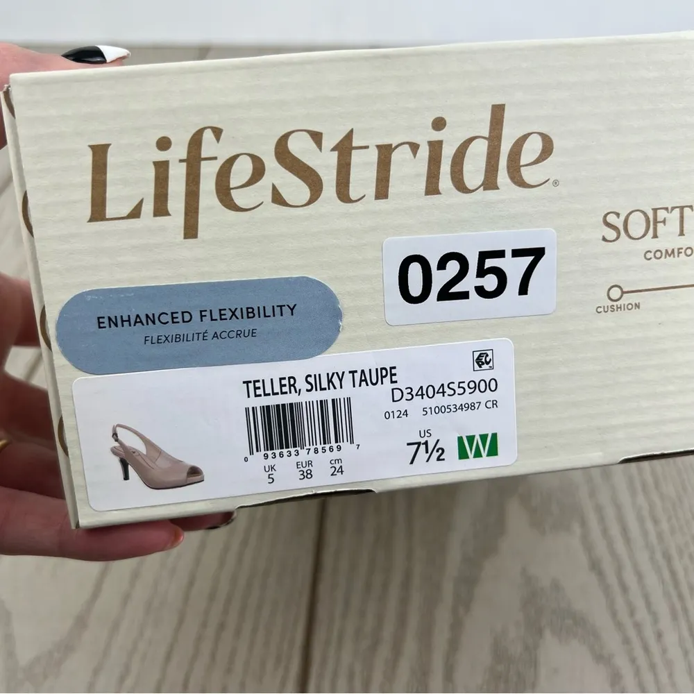 LifeStride Women's Teller Slingback Peep Toe Pumps 7.5W Silky Taupe $70 - Image 8