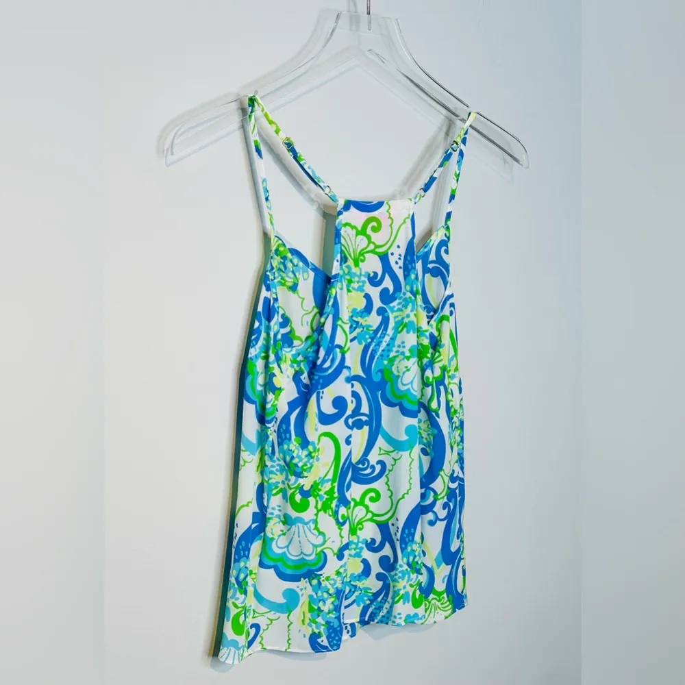 Lilly Pulitzer Crystal Coast Silk Dusk Racerback Tank Top Shirt Blouse Size XS - Image 7